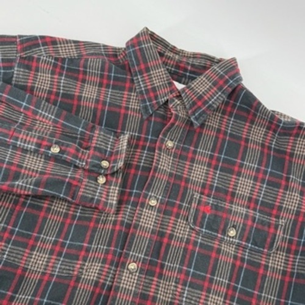 Carhartt Mens L Black Red Plaid Flannel Button Down Shirt S216 BLK Regular Fit